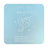 Aquarius Zodiac Starry Square Wooden Drinks Coaster - Blue