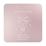 Capricorn Zodiac Goat Head Square Wooden Coaster - Grey