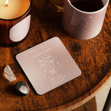 Capricorn Zodiac Goat Head Square Wooden Coaster - Grey