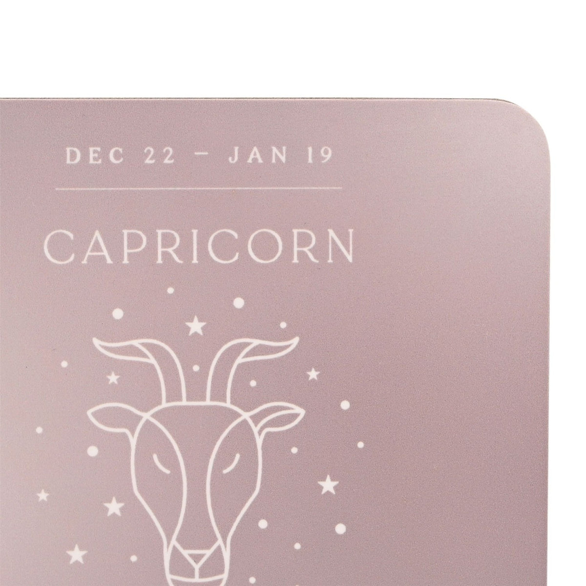 Capricorn Zodiac Goat Head Square Wooden Coaster - Grey