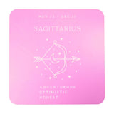 Sagittarius Zodiac Bow and Arrow Gloss Wooden Coaster - Pink