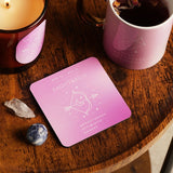 Sagittarius Zodiac Bow and Arrow Gloss Wooden Coaster - Pink