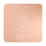 Leo Zodiac Lion Line Art Square Gloss Wooden Coaster - Beige