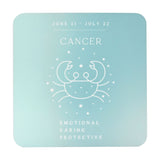 Cancer Zodiac Crab and Stars Square Wooden Coaster - Blue