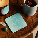 Cancer Zodiac Crab and Stars Square Wooden Coaster - Blue
