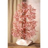 Rose Quartz Tree of Life Figurine with 1500 Beads - Pink