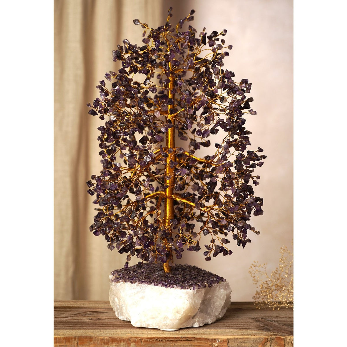 Amethyst Tree of Life Ornament with 1500 Beads - Purple
