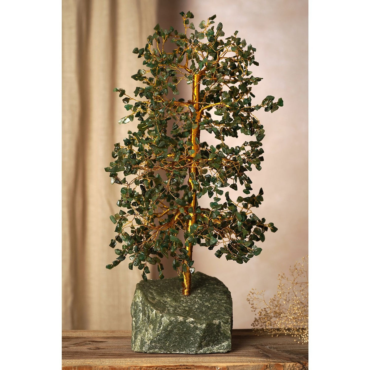 Aventurine Tree of Life Ornament with 1500 Beads - Green & Gold
