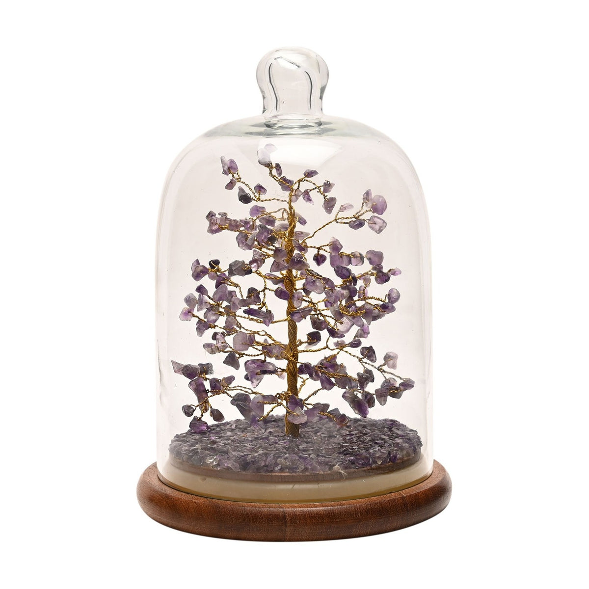 200 Bead Gemstone Dome Tree Wooden Ornament - Purple & Clear