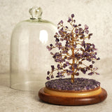 200 Bead Gemstone Dome Tree Wooden Ornament - Purple & Clear