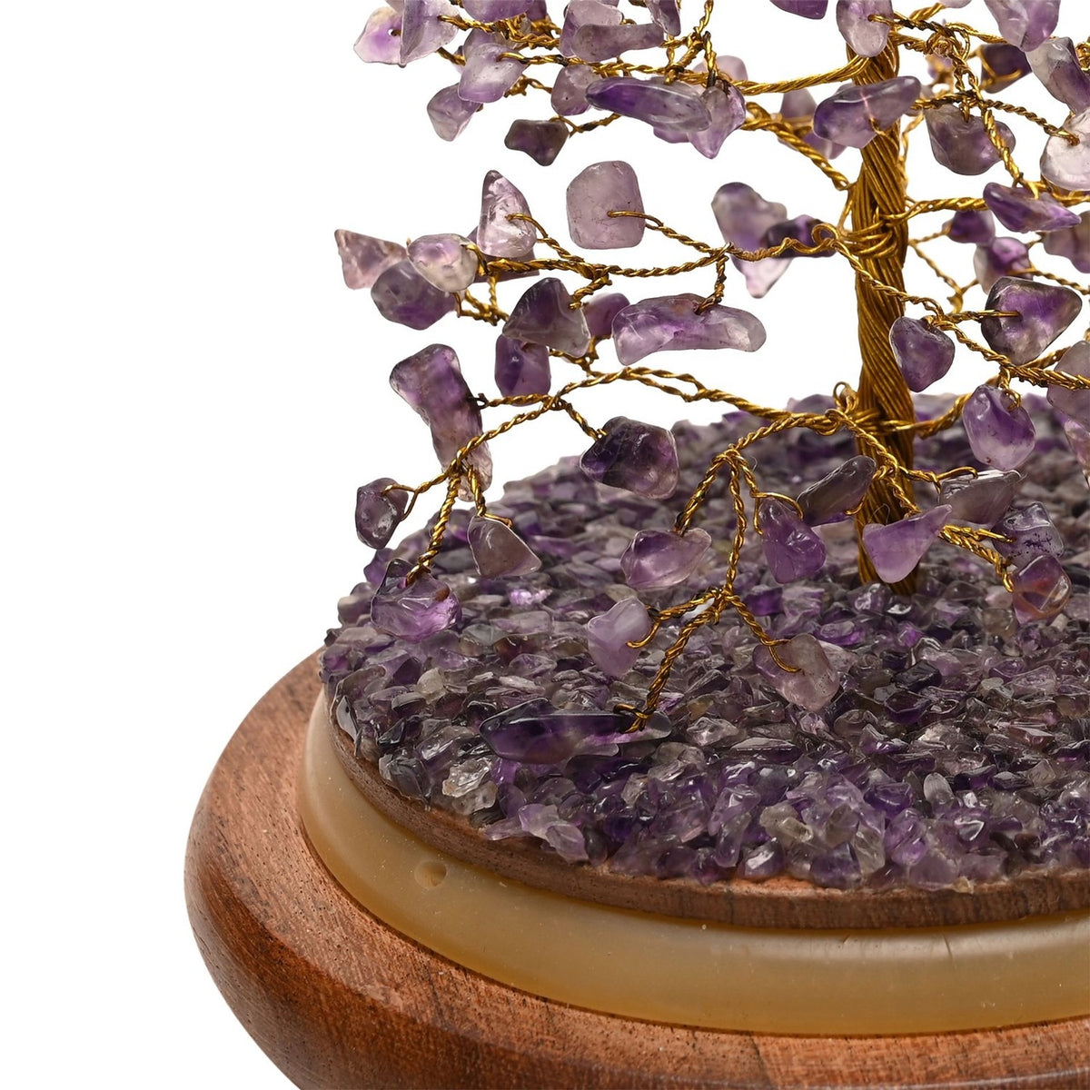 200 Bead Gemstone Dome Tree Wooden Ornament - Purple & Clear
