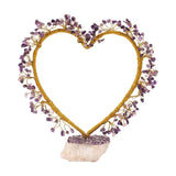 Amethyst Heart Tree Decoration with Base - Gold & Purple