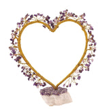 Amethyst Heart Tree Decoration with Base - Gold & Purple