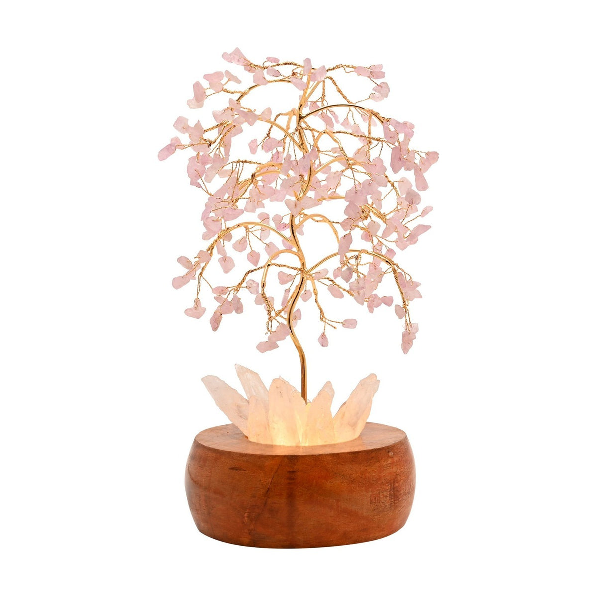 Rose Quartz LED Glow Tree Light-Up Decoration - Pink & Brown