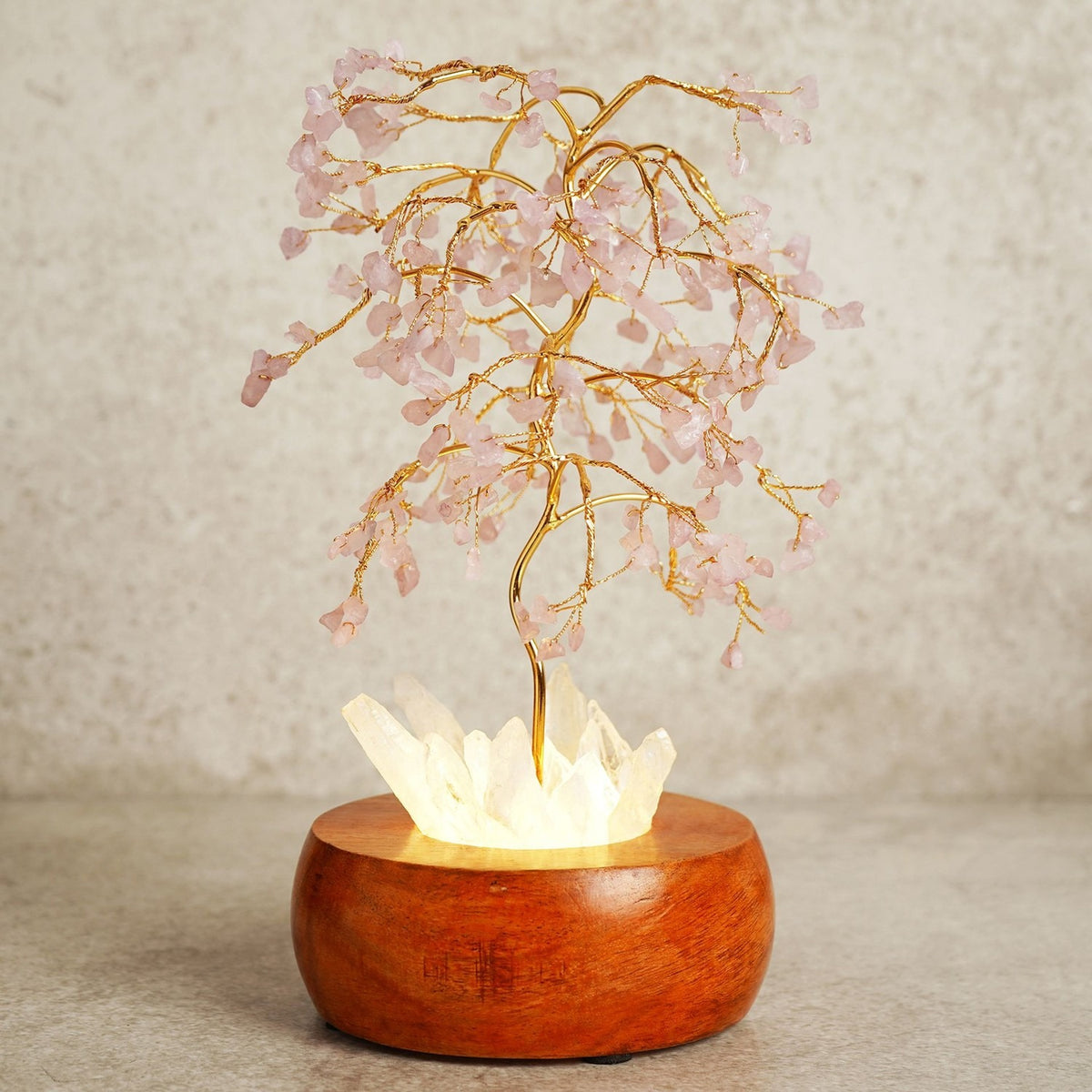 Rose Quartz LED Glow Tree Light-Up Decoration - Pink & Brown