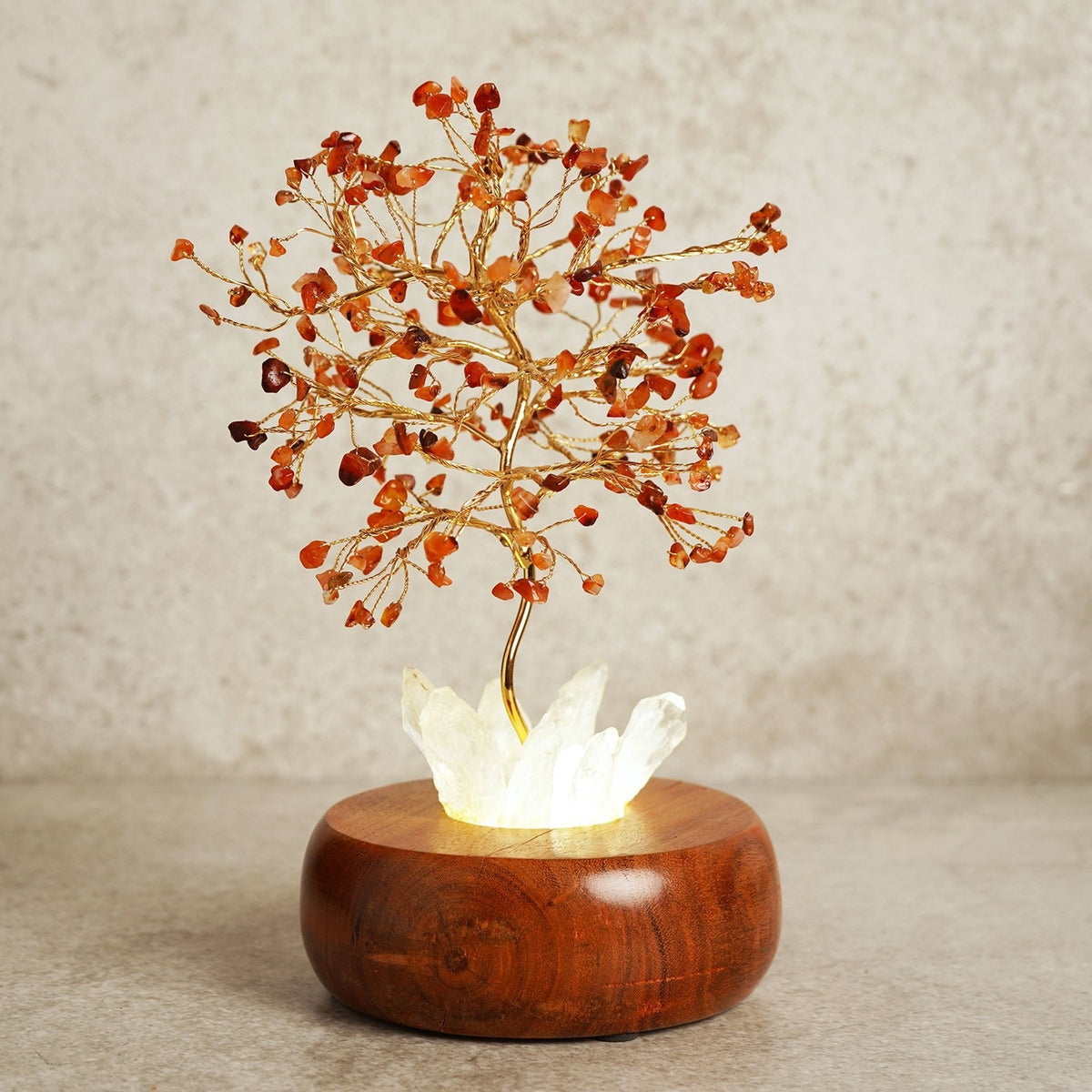 Carnelian LED Glow Tree Light-Up Decoration 25cm - Orange