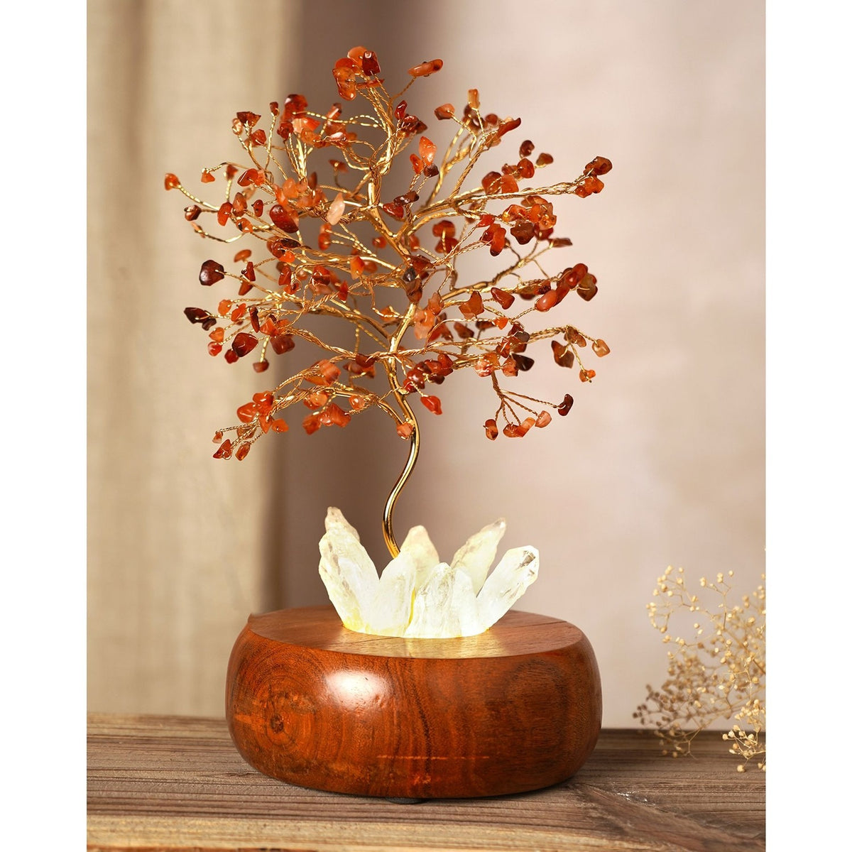 Carnelian LED Glow Tree Light-Up Decoration 25cm - Orange