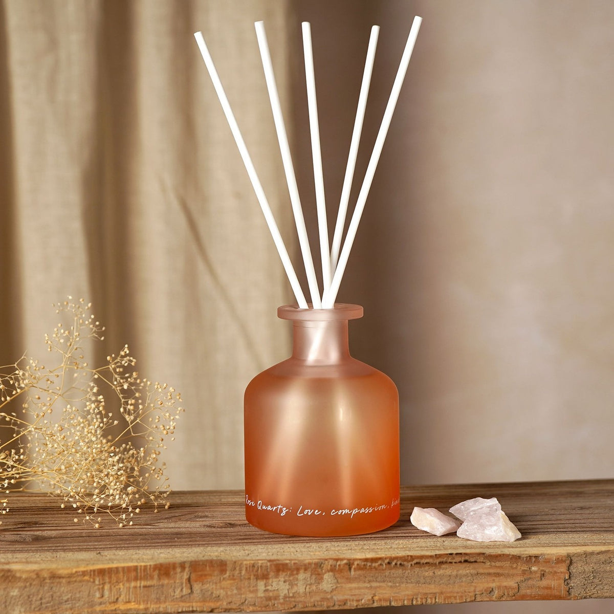 Rose Quartz Crystal Infused Oil Reed Diffuser 230ml - Pink
