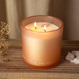 Round Rose Quartz Crystal Infused Scented Candle 380g - Pink