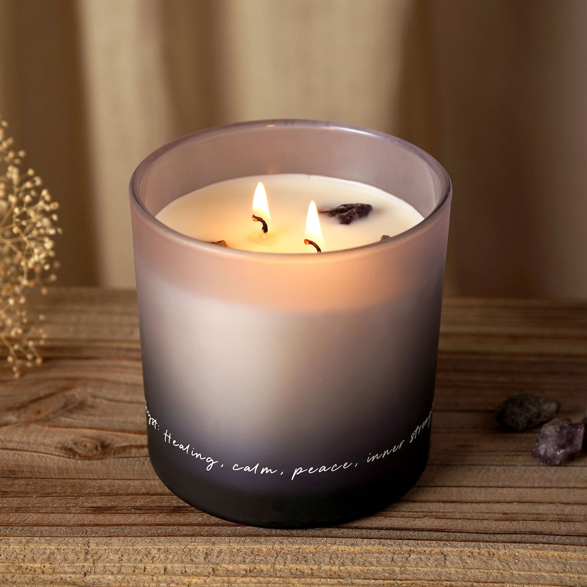 Amethyst Crystal Infused Lidded Scented Candle 380g - Purple