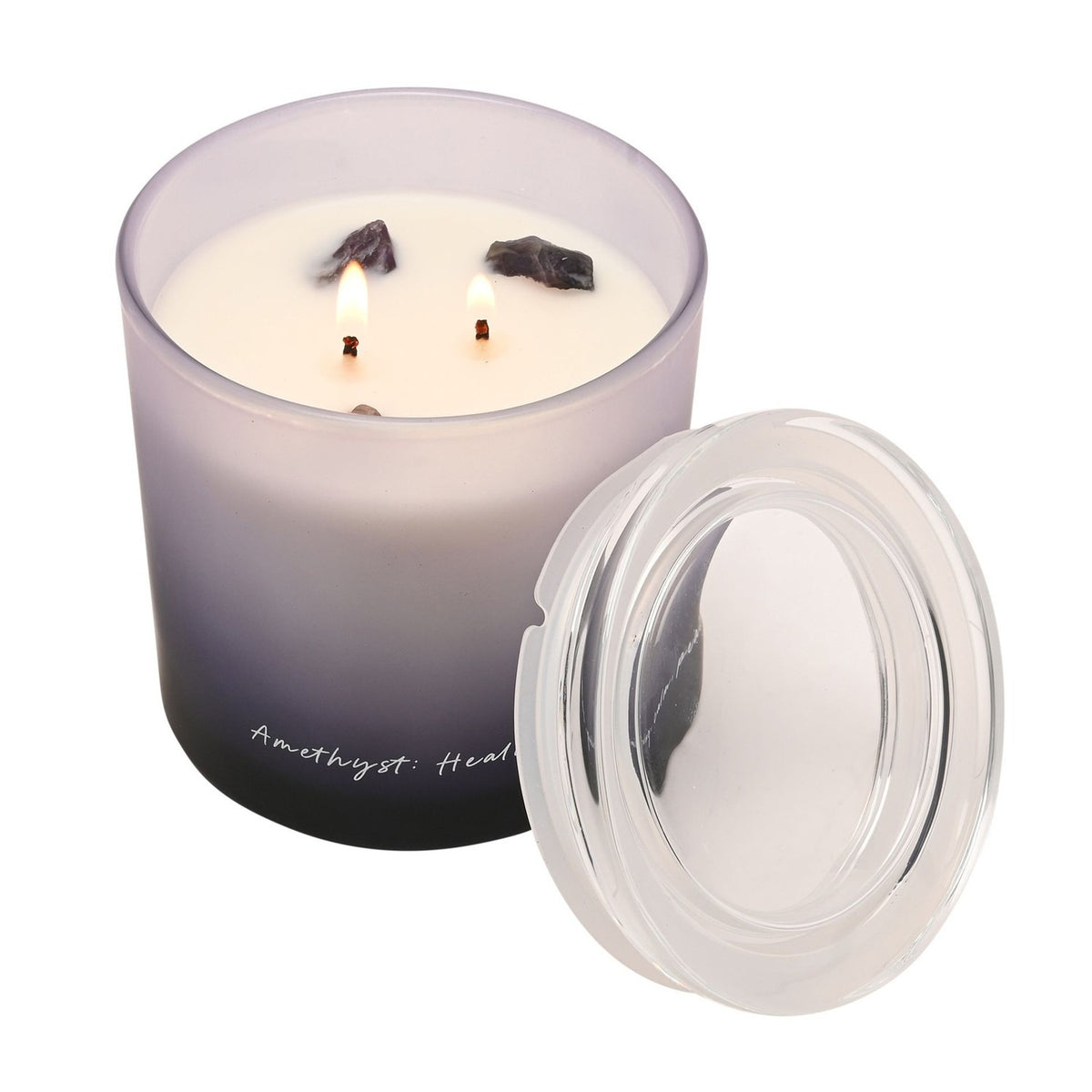 Amethyst Crystal Infused Lidded Scented Candle 380g - Purple