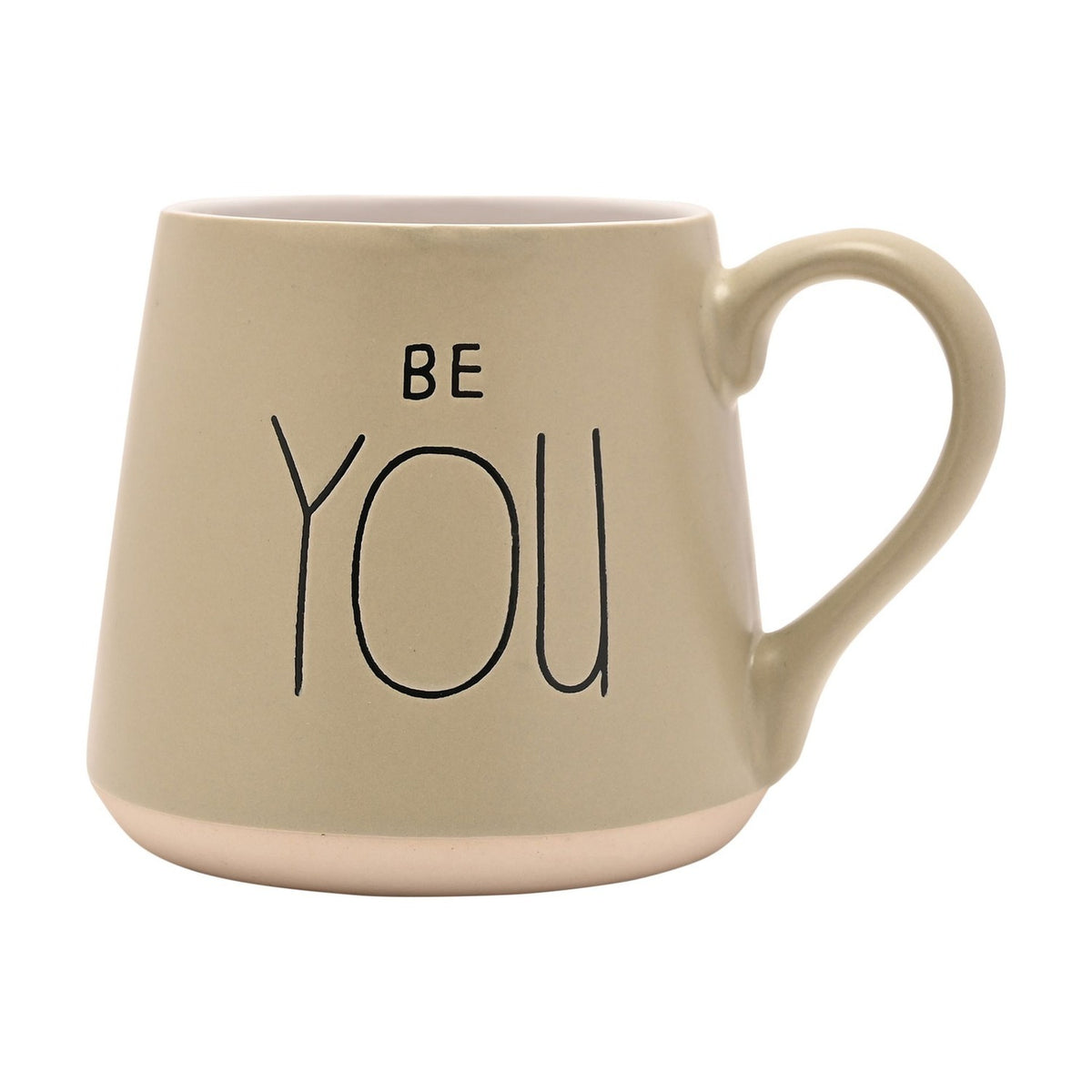 Be You Slogan Tapered Earthenware Mug - Sage & White