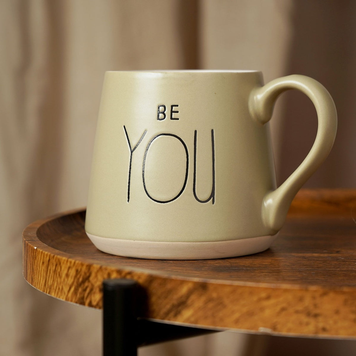 Be You Slogan Tapered Earthenware Mug - Sage & White