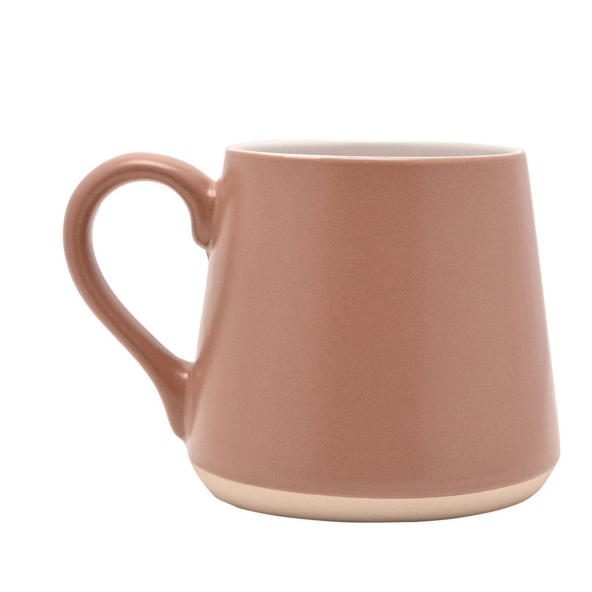 Be Calm Tapered Earthenware Mug - Dark Taupe & White