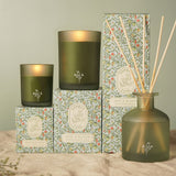 Zest & Bloom Matt Scented Candle with Floral Sprig - Green