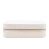 Floral Lined Zip Jewellery Box with Dividers - White & Blue