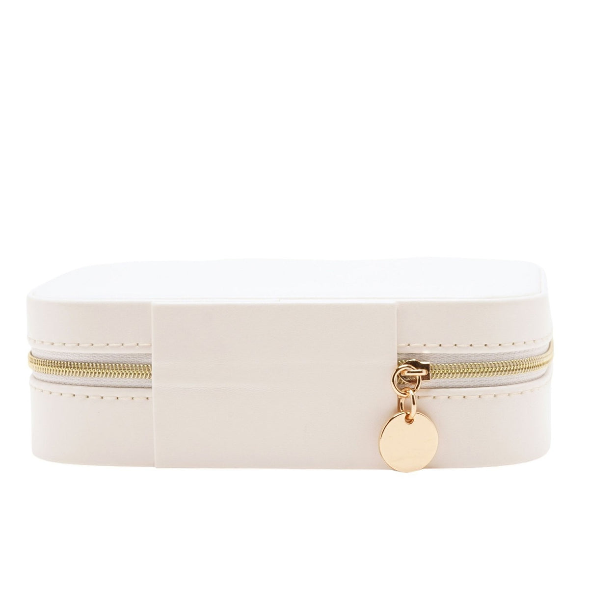 Floral Lined Zip Jewellery Box with Dividers - White & Blue