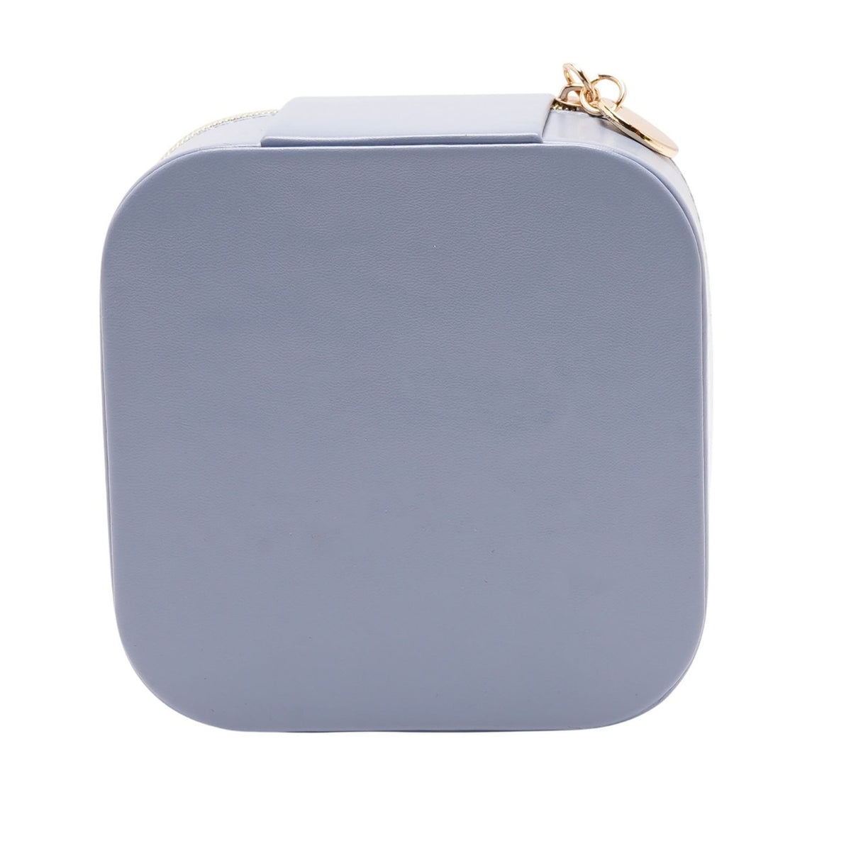 Floral Lined Zip Jewellery Box with Compartments - Blue