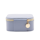 Floral Lined Zip Jewellery Box with Compartments - Blue