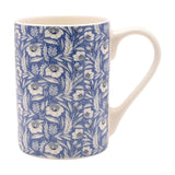 Floral and Leaf Print Porcelain Mug 10oz - Blue & White