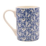 Floral and Leaf Print Porcelain Mug 10oz - Blue & White