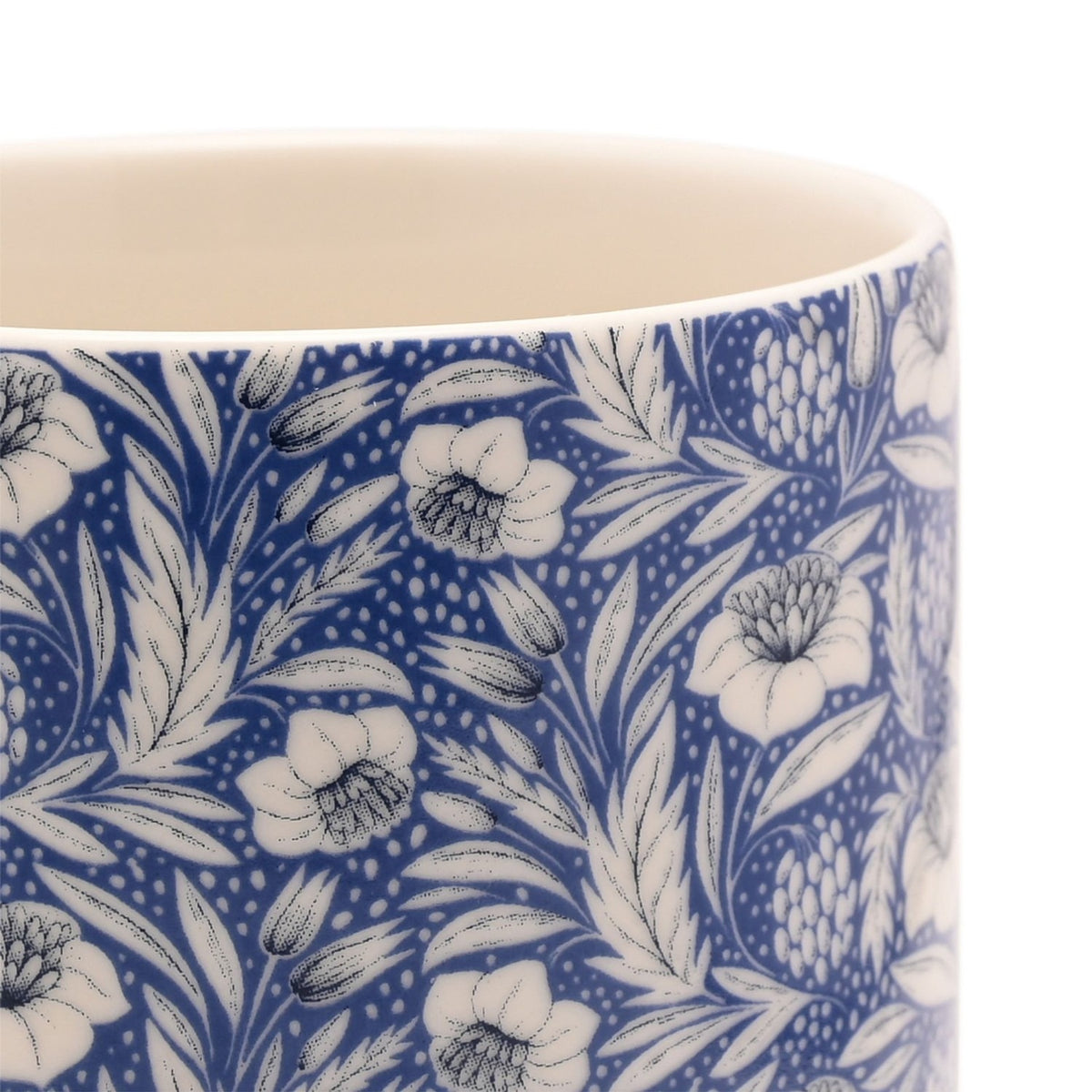 Floral and Leaf Print Porcelain Mug 10oz - Blue & White