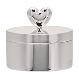 Round Silverplated Trinket Box with Heart Knob - Silver