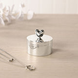 Round Silverplated Trinket Box with Heart Knob - Silver