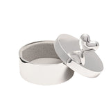Round Silverplated Trinket Box with Heart Knob - Silver