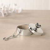 Round Silverplated Trinket Box with Heart Knob - Silver