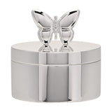 Silverplated Butterfly Round Lined Trinket Box - Silver