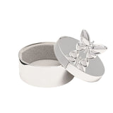 Silverplated Butterfly Round Lined Trinket Box - Silver