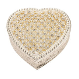 Heart Crystals Trinket Box with Hinged Lid - Silver & Cream