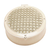 Round Crystals Trinket Box with Lattice Lid - Cream & Silver
