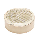 Round Crystals Trinket Box with Lattice Lid - Cream & Silver