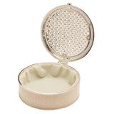 Round Crystals Trinket Box with Lattice Lid - Cream & Silver