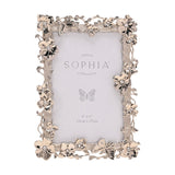 Floral Butterfly Nickel Plated Photo Frame 6 x 4in - Silver