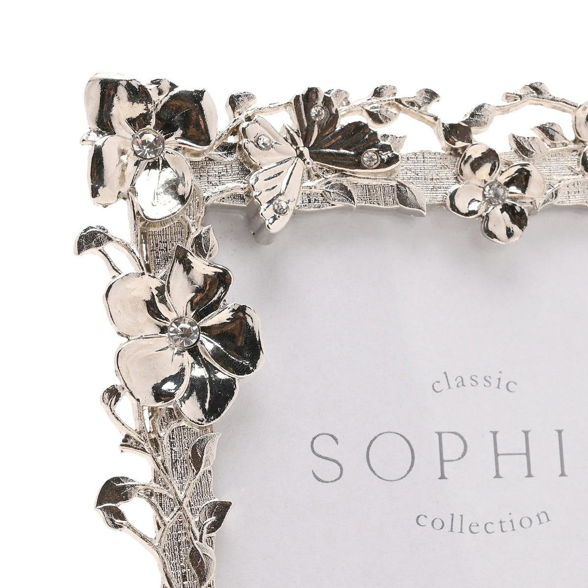 Floral Butterfly Nickel Plated Photo Frame 6 x 4in - Silver