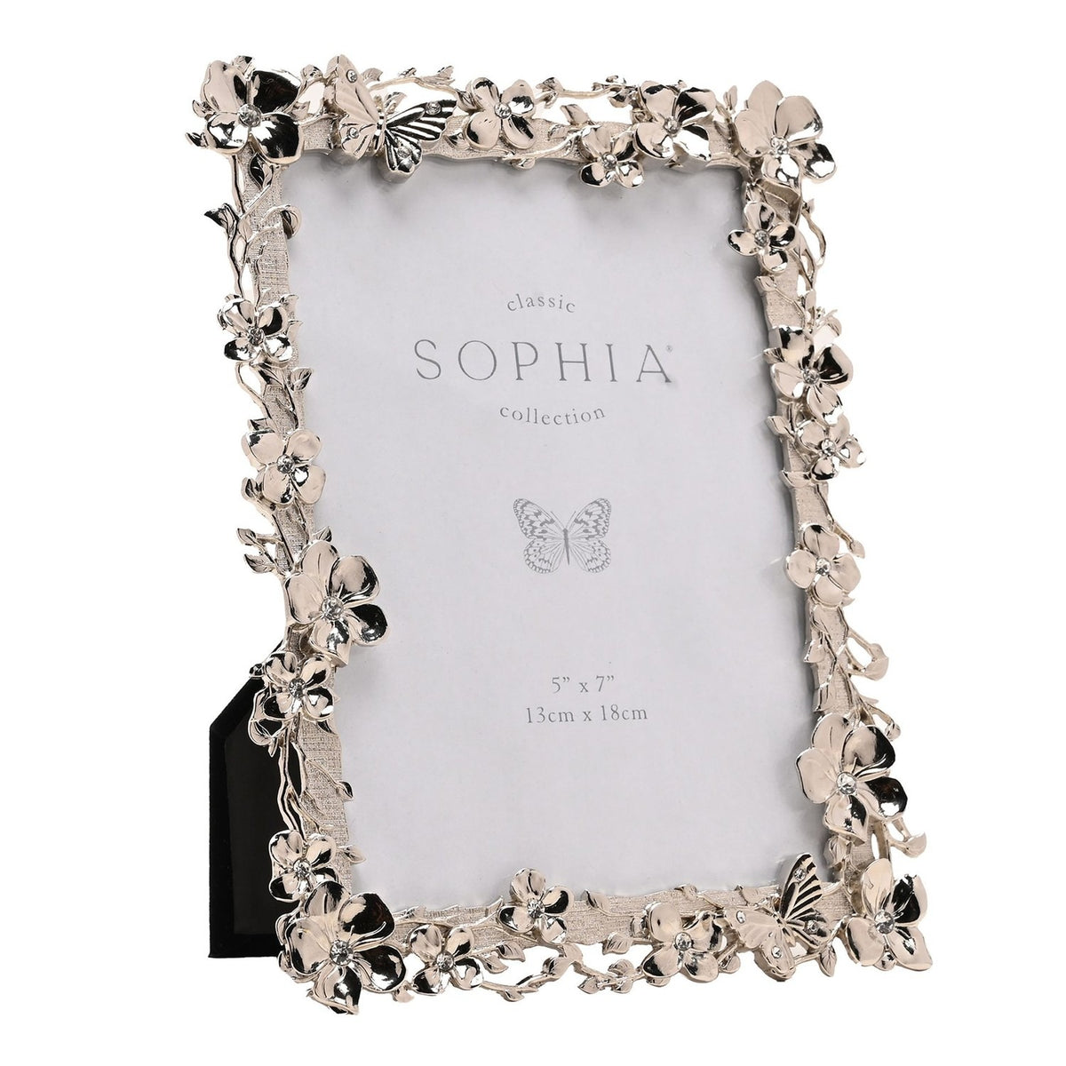 Floral Butterfly Nickel Plated Photo Frame 7 x 5in - Silver
