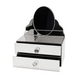 Mirrored Glass Trinket Box with Jewellery Drawers - Silver
